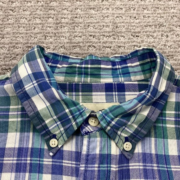Vintage Eddie Bauer Shirt Men Large L Blue White Plaid Button Down Casual Pocket - Picture 4 of 10